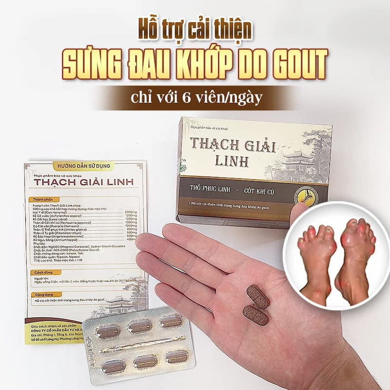 TPBVSK Thạch Giải Linh - Hỗ trợ cải thiện sưng đau khớp do gout từ 9 vị thảo dược Cách dùng Thạch Giải Linh