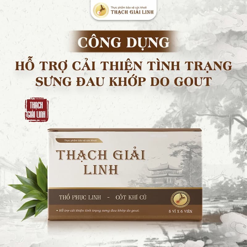 TPBVSK Thạch Giải Linh - Hỗ trợ cải thiện sưng đau khớp do gout từ 9 vị thảo dược Công dụng của Thạch Giải Linh